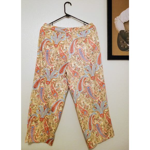 VTG Talbots Women’s Floral Paisley Cotton Blend Pants – Made in Hong Kong SZ 12 - Picture 2 of 6